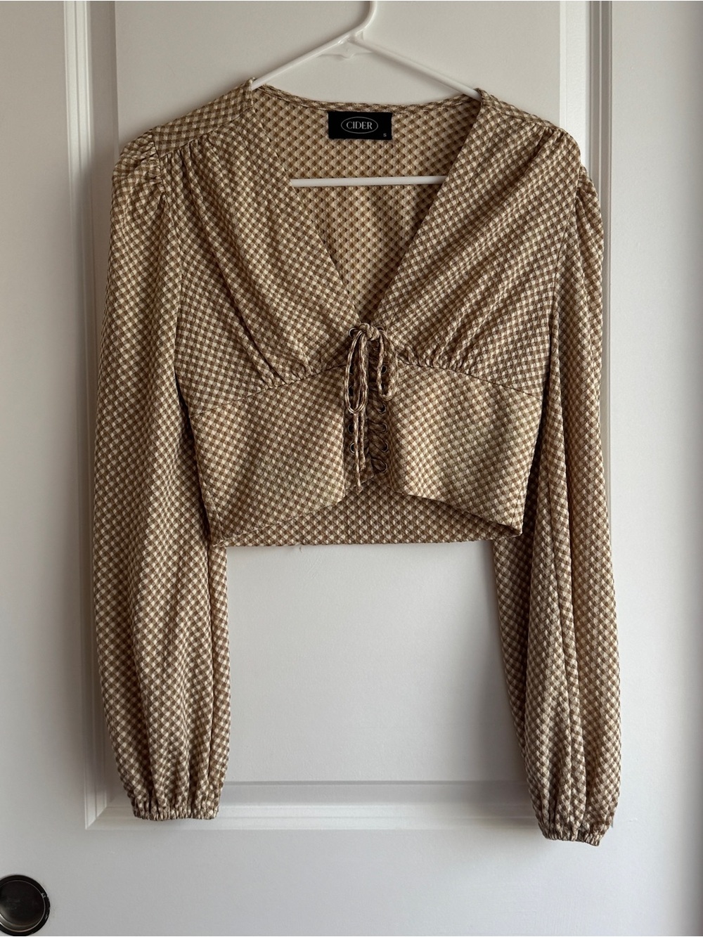 Cider y2k long sleeve checkered corset top size S